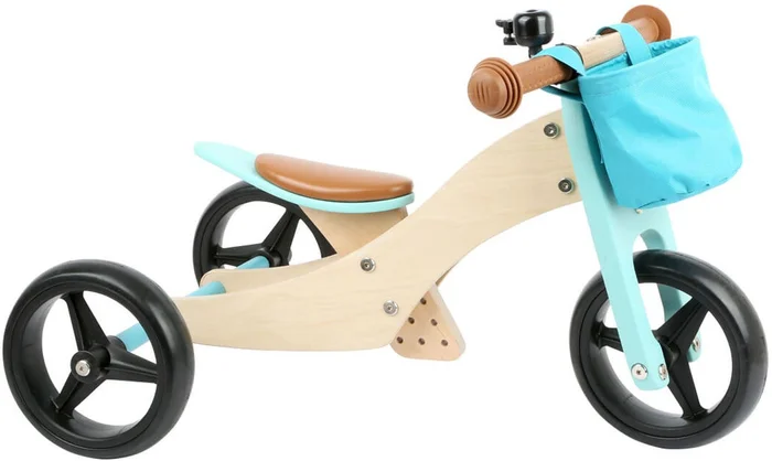 Small Foot – Houten Driewieler en Loopfiets 2in1 Turquoise