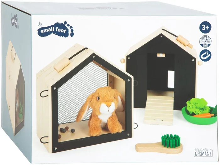 Small Foot – Houten Konijnenhok met Konijn Pluche, 15dlg.