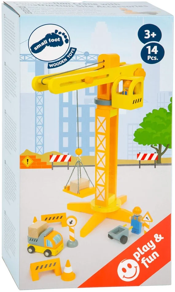 Small Foot – Houten Kraan Bouwplaats met Accessoires, 14dlg.