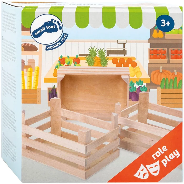 Small Foot – Houten Kratjes Groot 18x12x9,5cm, Set van 3