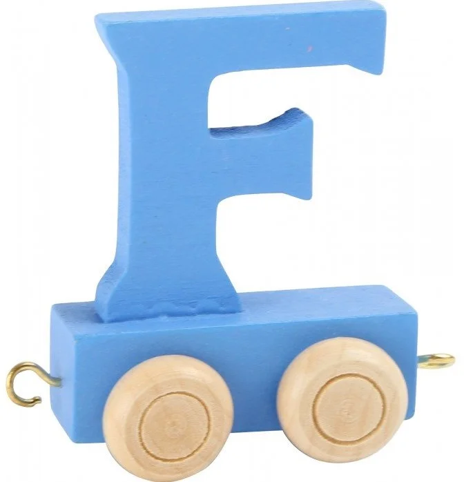 Small Foot – Houten Lettertrein Blauw – F – 12 stuks