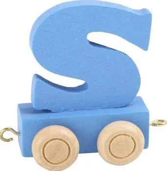 Small Foot – Houten Lettertrein Blauw – S – 12 stuks