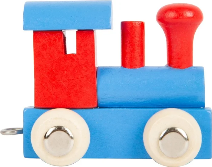 Small Foot – Houten Lettertrein Locomotief Rood/Blauw – 12