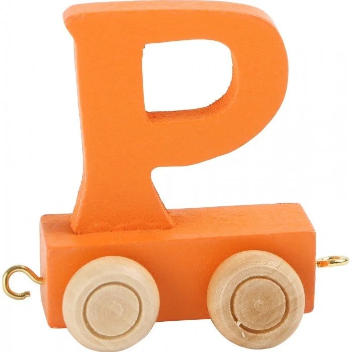 Small Foot – Houten Lettertrein Oranje – P – 12 stuks