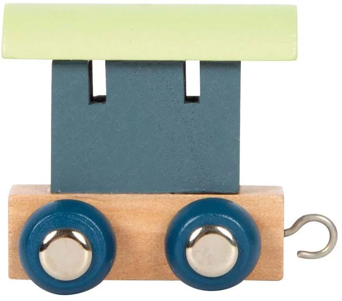 Small Foot – Houten Lettertrein Polar – Wagon Blauw Groen – 12 stuks