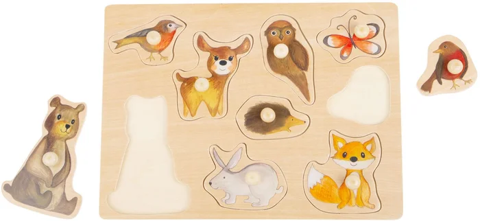 Small Foot – Houten Noppenpuzzel Bosdieren, 9st.