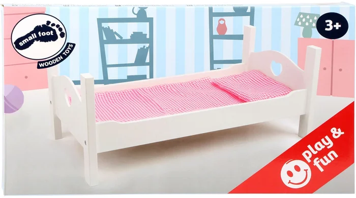 Small Foot – Houten Poppenbed Wit met Beddengoed, 4dlg.