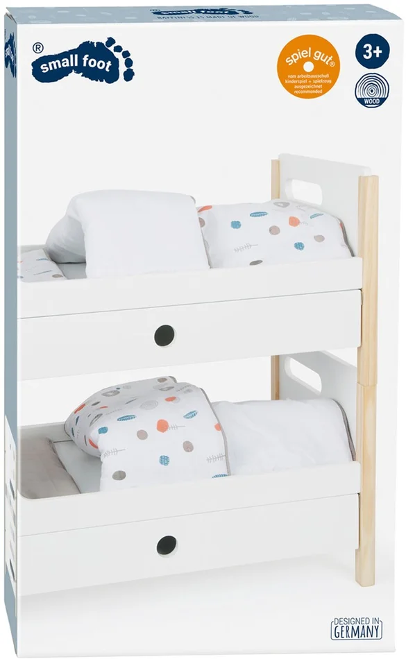 Small Foot – Houten Poppenhoogslaper Little Button met Beddengoed, 6dlg.