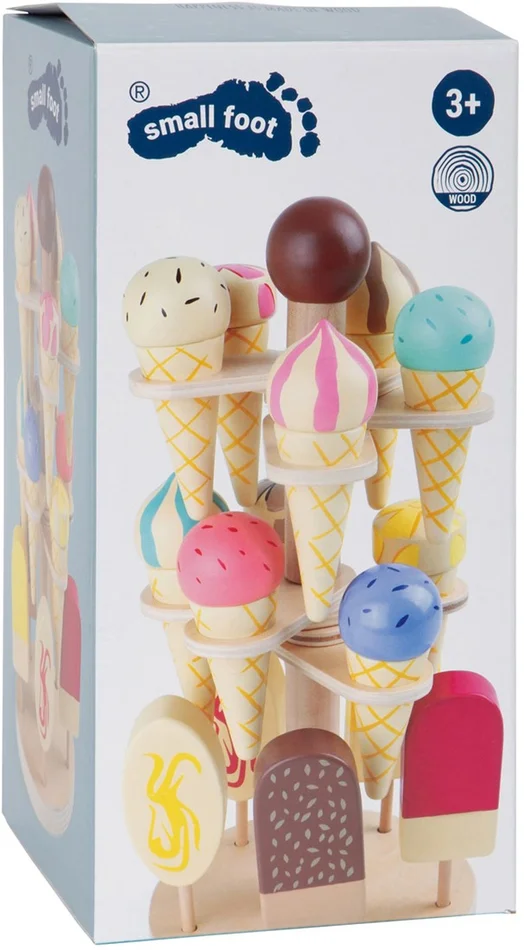 Small Foot – Houten Speeleten Ijsjes op Beweegbare Ijsstandaard, 16dlg.