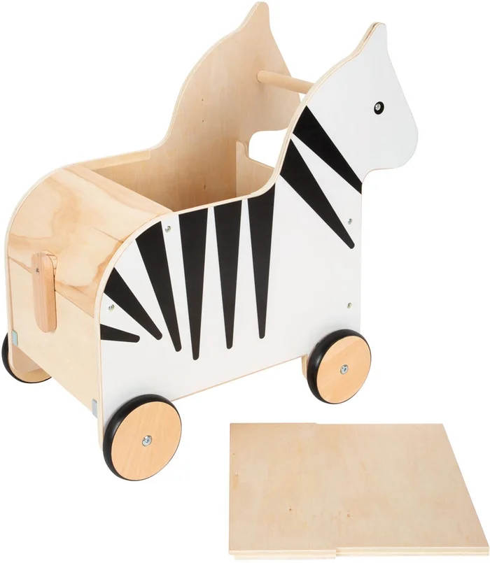 Small Foot – Houten Speelgoedbox en Trekfiguur Zebra Wildlife