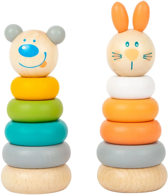 Small Foot – Houten Stapeltoren Dier Pastel, 6dlg.