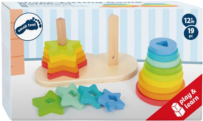 Small Foot – Houten Stapeltoren Regenboog Cirkel en Ster, 19dlg.