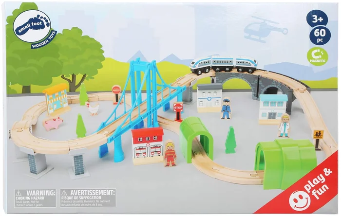 Small Foot – Houten Treinset met Brug, 60dlg.