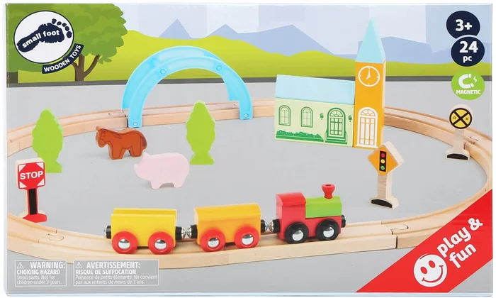 Small Foot – Houten Treinset Stad en Platteland, 24dlg.