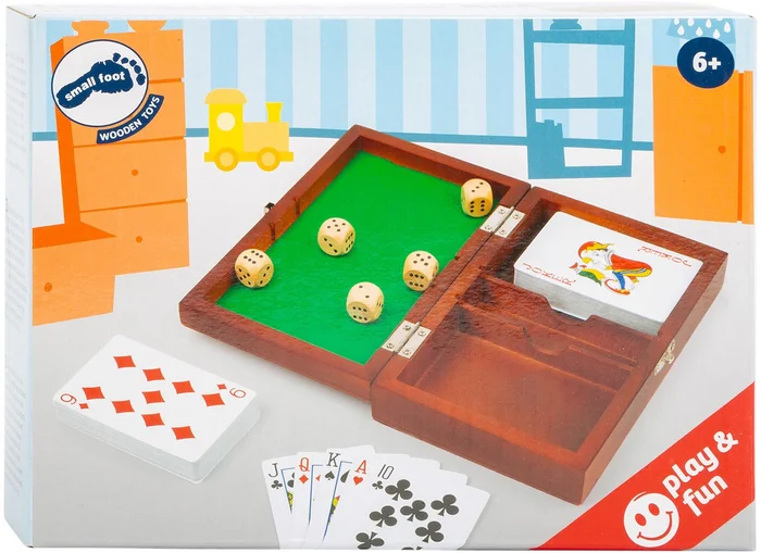 Small Foot – Speelkaarten en Dobbelspel in Houten Kist