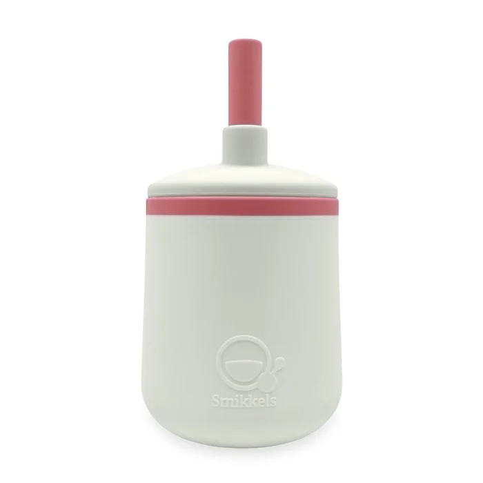 Smikkels – Kinderbecher aus Silikon (weiß) – Pink