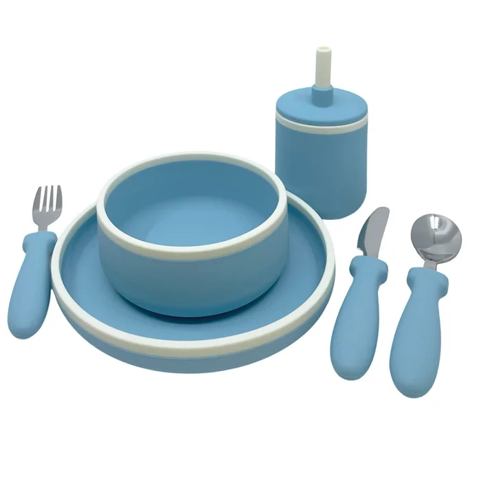Smikkels – Kindergeschirrset aus Silikon – Blau