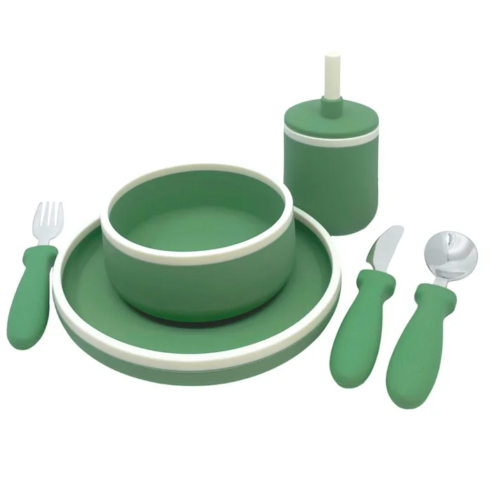 Smikkels – Kindergeschirrset aus Silikon – Grün