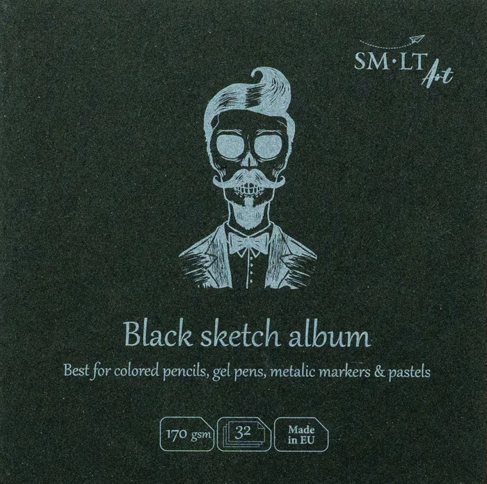 SMLT SMLT Skizzenbuch, quadratisch, 14 cm, 170 g, 32 Blatt, Schwarz