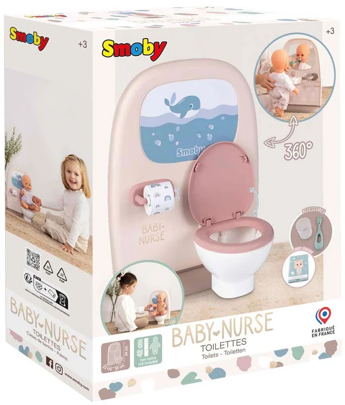 Smoby Baby Nurse Toilet en Badkamer 2in1 met Accessoires