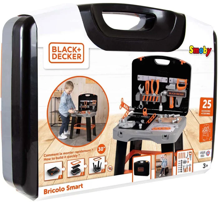 Smoby Black & Decker Bricolo Smart Werkbank Inklapbaar in Koffer, 33dlg.