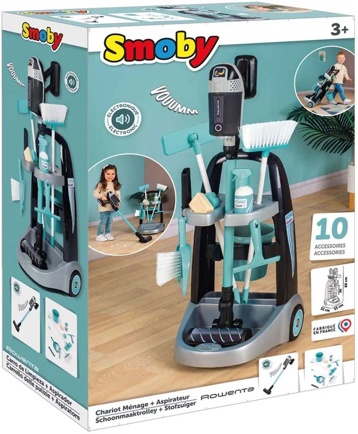 Smoby Rowenta Schoonmaaktrolley en Draadloze Stofzuiger