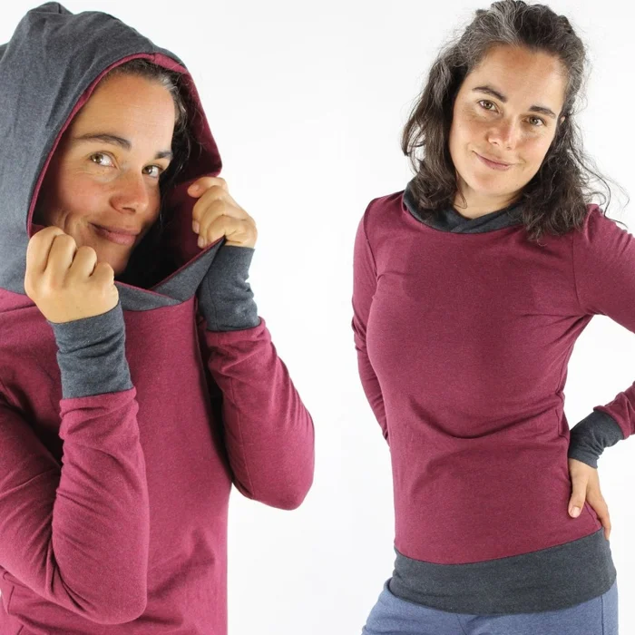 Sommerpulli für Damen beere und anthrazit