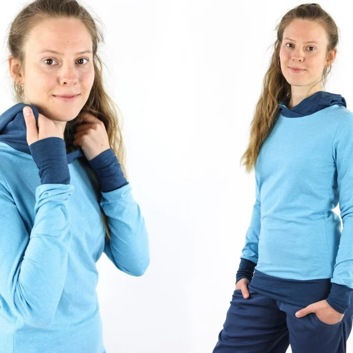 Sommerpulli für Damen hellblau meliert petrol