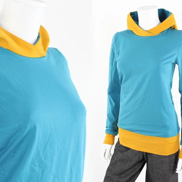 Sommerpulli für Damen türkis und gelb