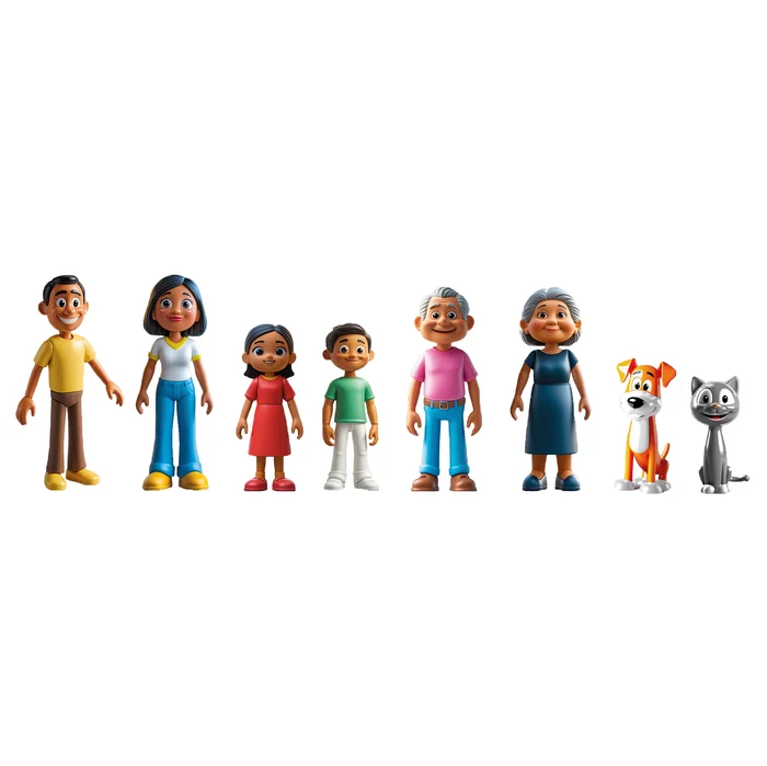 Spielfiguren Puppen Familie aus dem Süden 8tlg.