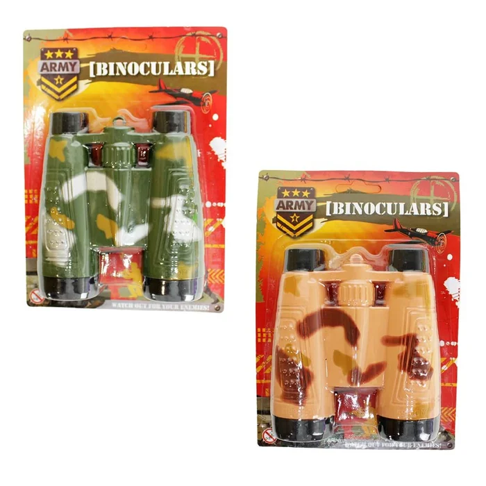 Spielzeug Fernglas Armee auf Blisterkarte – dunkelgrün & sandfarbend – ca. 14,5 cm