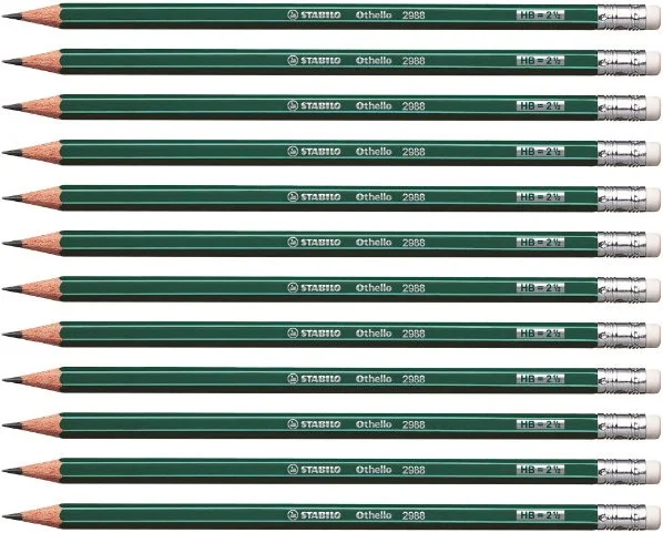 Stabilo 12 Graphitstifte HB mit Stabilo-Radierer