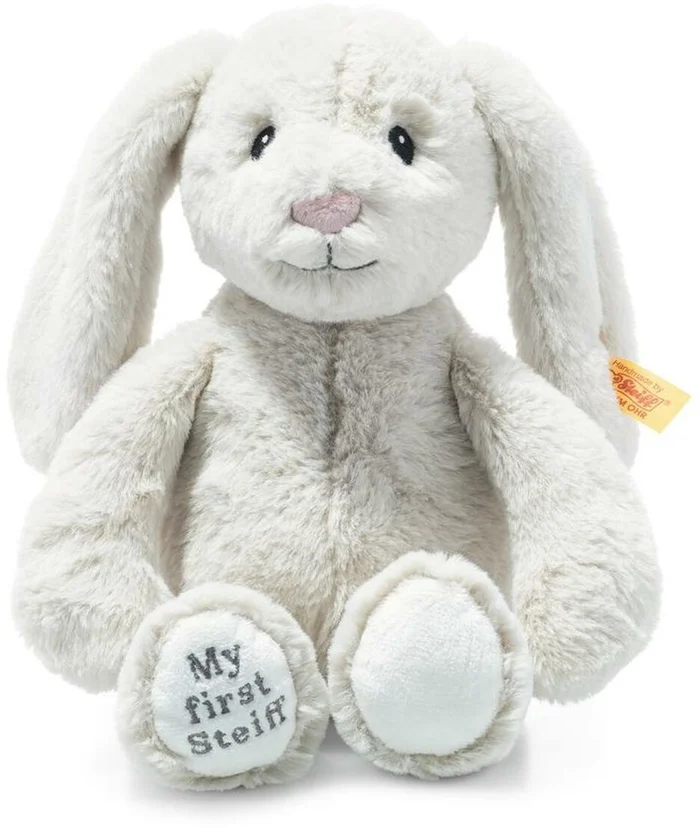 Steiff pluche My first Steiff Hoppie rabbit, light grey – 26 cm