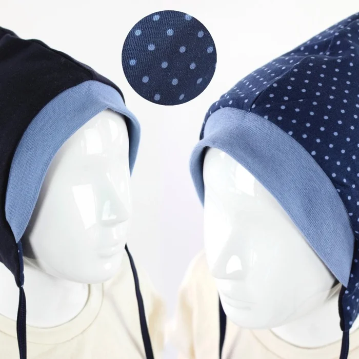 Sweatmütze für Kinder blau mit Punkten