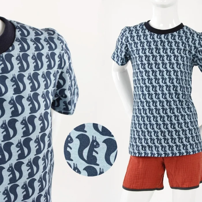 T-Shirt für Kinder blau mit Eichhörnchen