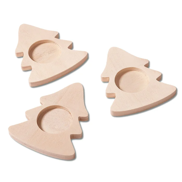 Teelichthalter aus Holz Tannenbaum