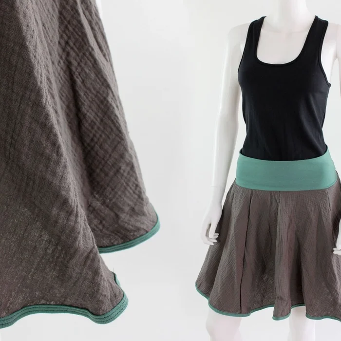 Tellerrock dunkelgrau aus Bio-Musselin