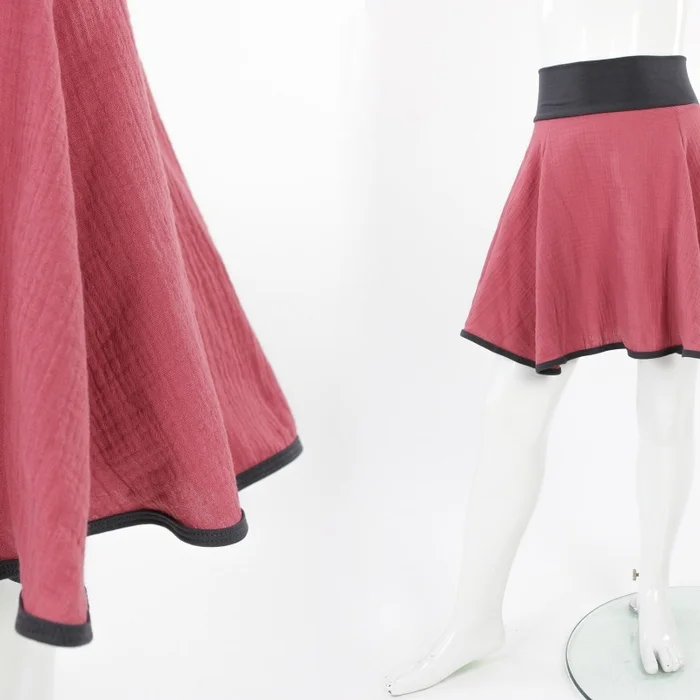 Tellerrock für Kinder Bio-Musselin dunkelrosa