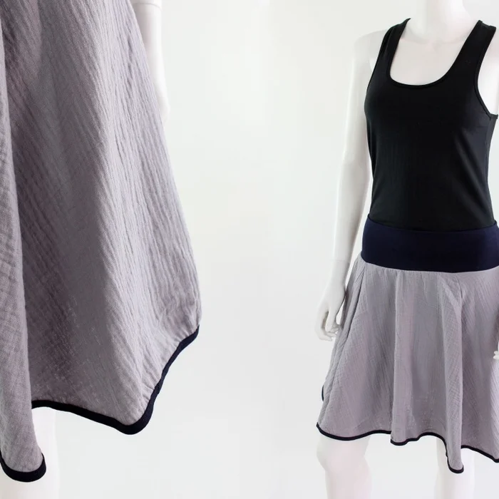 Tellerrock hellgrau aus Bio-Musselin