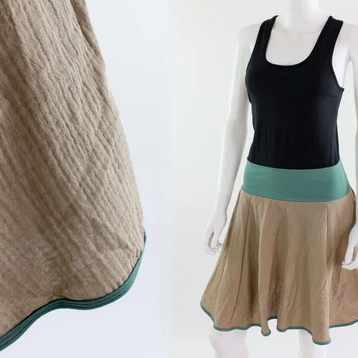 Tellerrock sandfarben aus Bio-Musselin