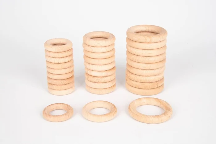 TickiT 73919 Ringe aus Buchenholz, 70 mm Durchmesser, Naturholz, 10 Stück