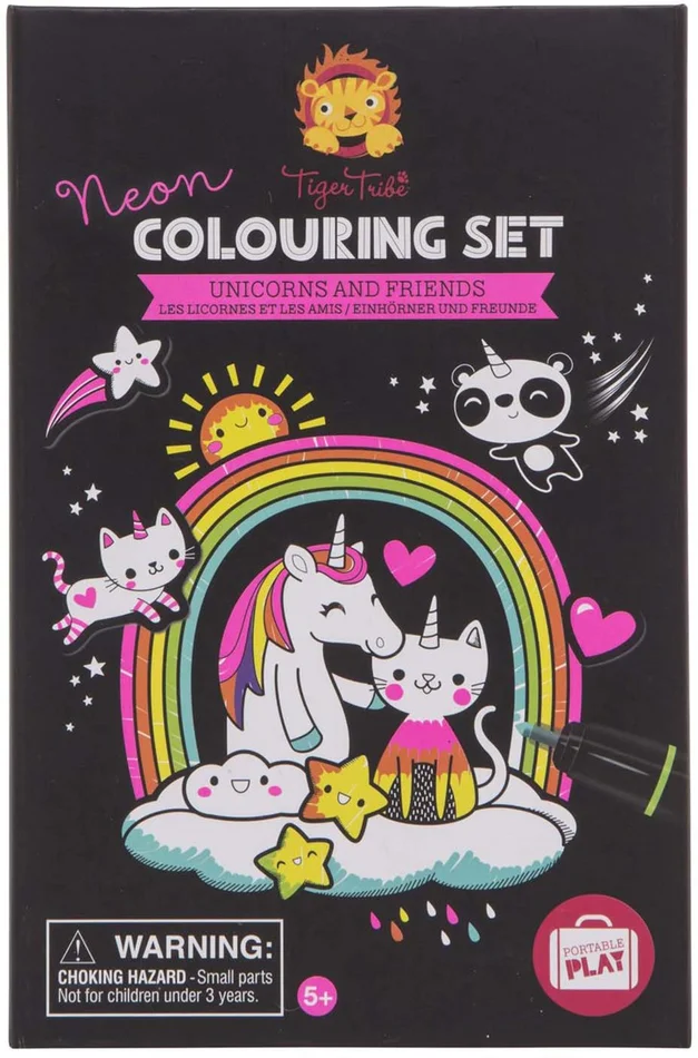 Tiger Tribe 3760258 Neon Colouring Sets/Unicorn&Friend Aquarell-Kits, bunt