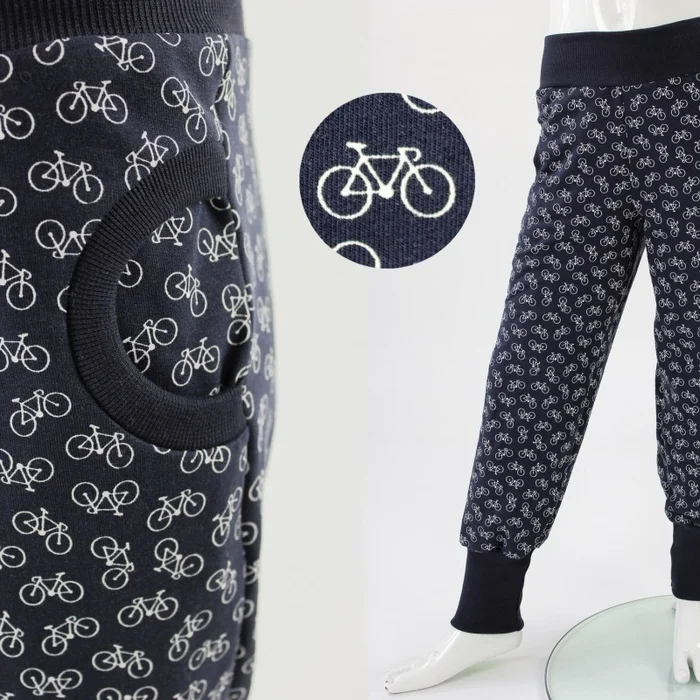 Tobehose für Kinder dunkelblau mit Fahrrädern