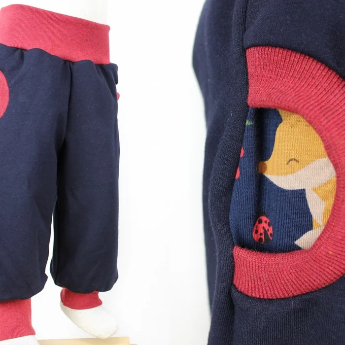 Tobehose für Kinder dunkelblau mit Fuchs