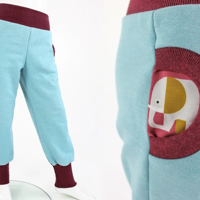 Tobehose für Kinder türkis meliert mit Elefanten