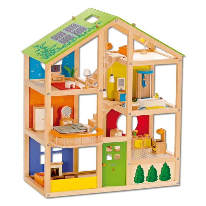 Tolles, farbenfrohes Puppenhaus für unvergesslichen Spielspaß