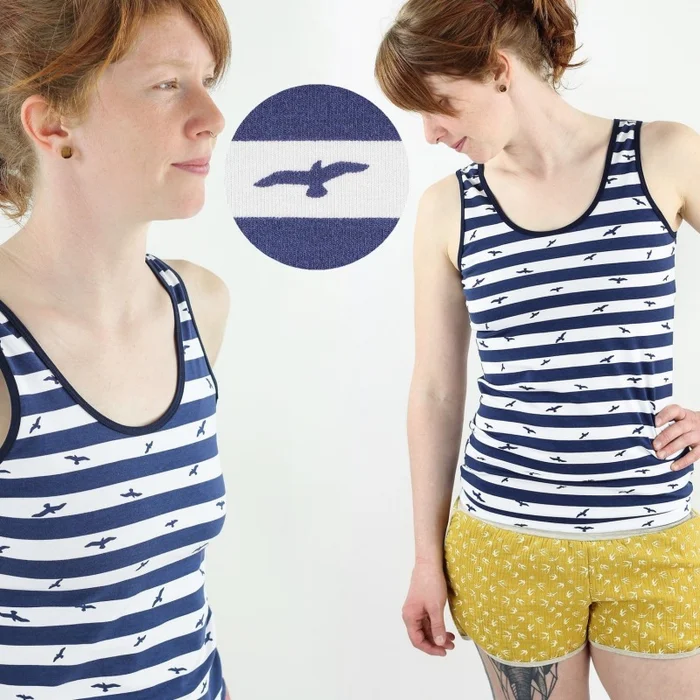 Top gestreift mit Vögeln