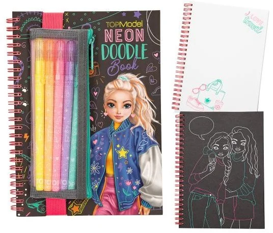 TOPModel neon Doodle kleurboek met neon stiften