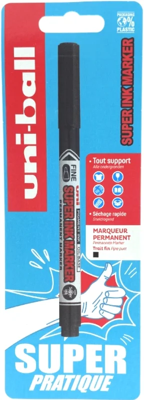 Uni-ball Uni-Ball Super Ink Marker Zwart 0,9 mm Blister