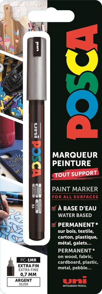 Uni Posca Uni Posca Verfmarker 1MR Zilver Blister